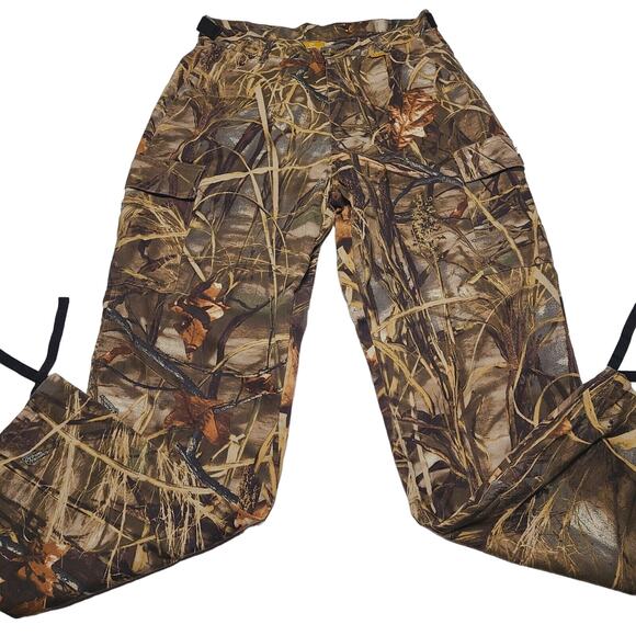 Whitewater Ducks Unlimited Pants Mens Medium Tan Camo Cargo Adjustable Waist - Picture 1 of 11